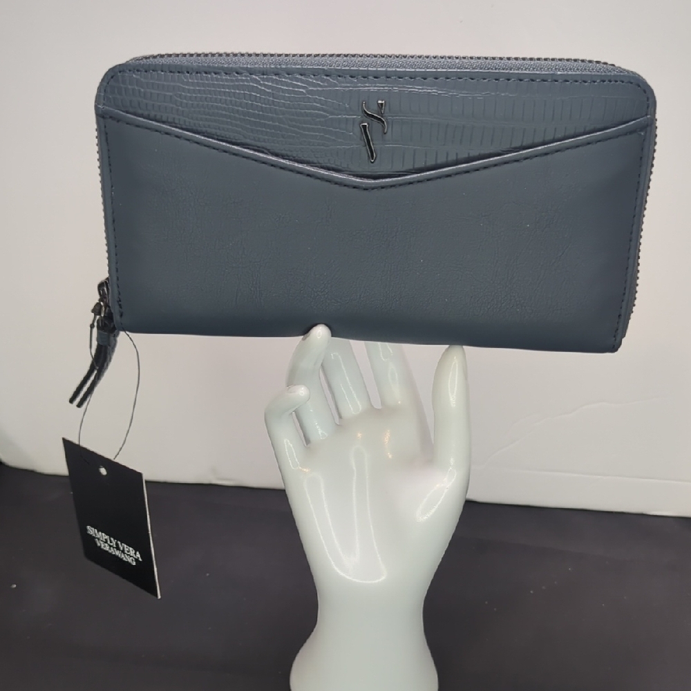 Simply Vera Wang  Signature Wallet Slate Gray New